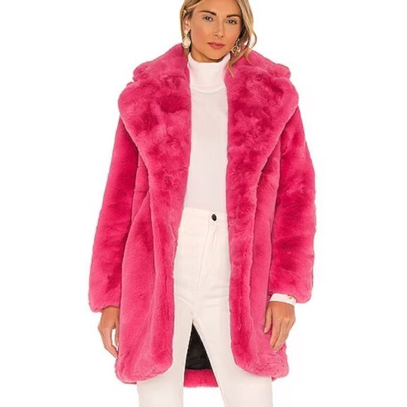 Apparis Sophie Faux Fur Coat Plush Pink XS - Picture 6 of 9
